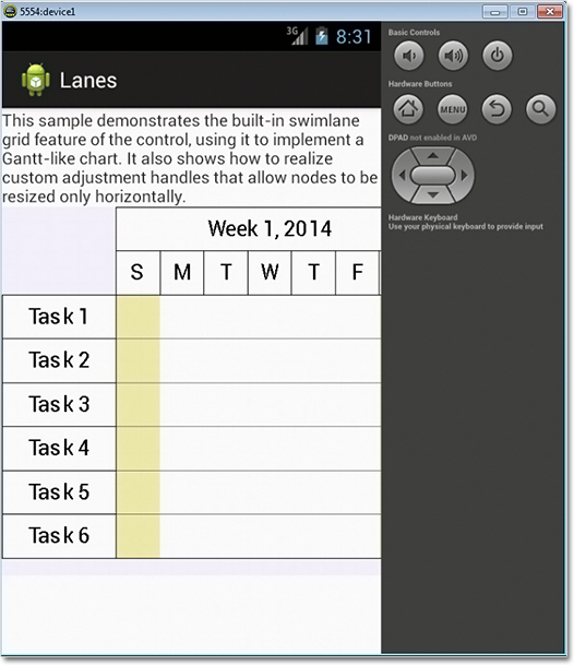 Swimlanes in an Android app.