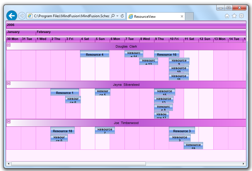 MindFusion Scheduler for Silverlight: The Resource View