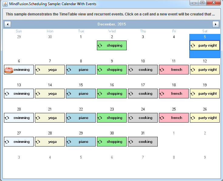 Monthly Calendar in Spring Boot/Java (Open-Source)