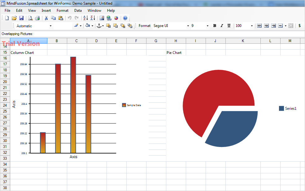 Charts in a spreadsheet