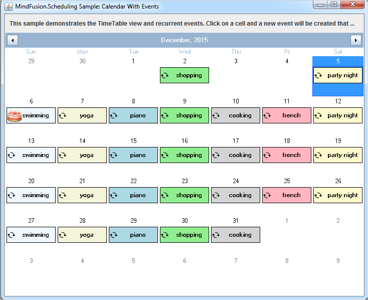 A Monthly Calendar in Java With Events and Recurring Appointments ...