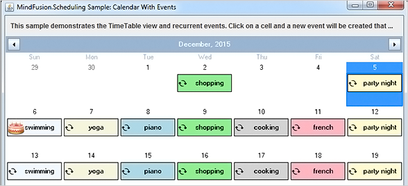 Java Calendar with Recurring Events