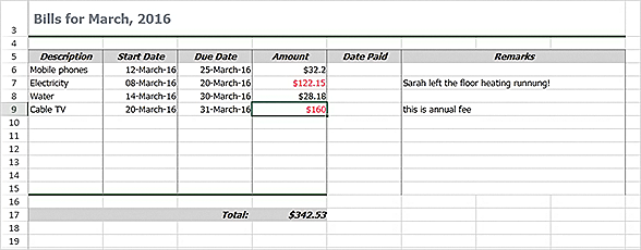 Home budgeting with WPF Spreadsheet