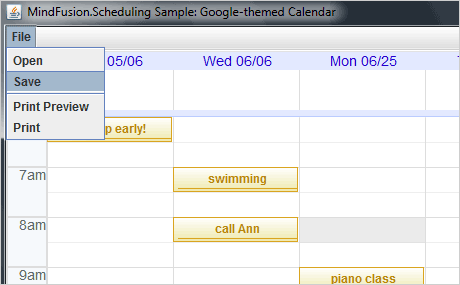 Serialisierung der Java Swing Schedule Bibliothek