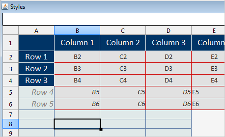 Java Spreadsheet: Styling