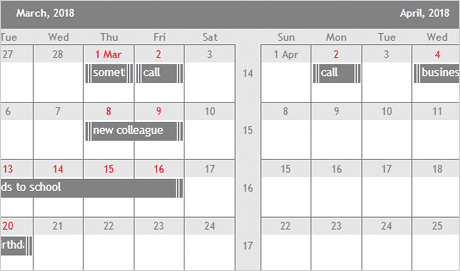JavaScript Scheduler: Month Range View