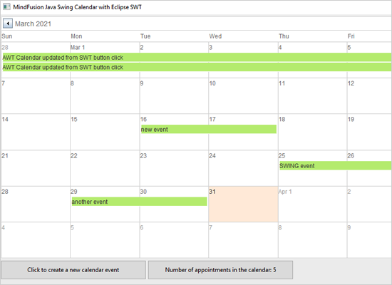 Integrating the Java Swing Calendar in an SWT Application