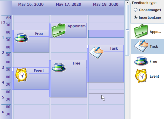 Item List View in the Java Swing Calendar Library