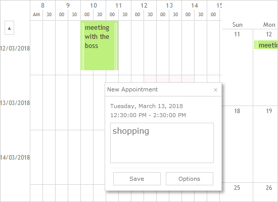 Interactive Timetable and a Monthly Calendar