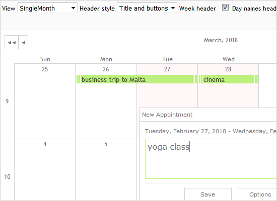 A Monthly Calendar in JavaScript