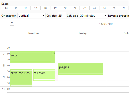 Appointments Timetable in JavaScript