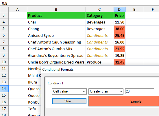 Conditional Formatting in WinForms Spreadsheet