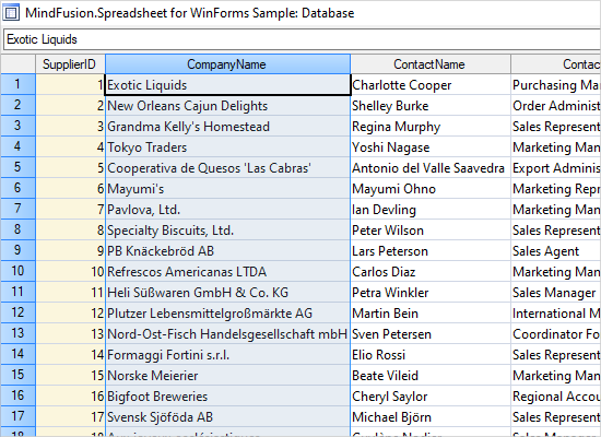 Databinding to a Database in WinForms Spreadsheet