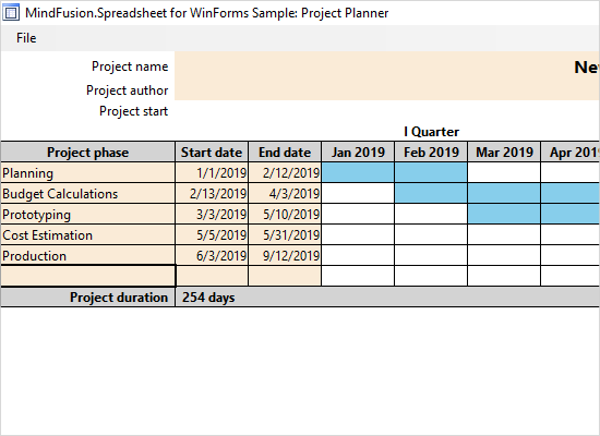 A Project Planner Application in WinForms with the Spreadsheet Control: Download