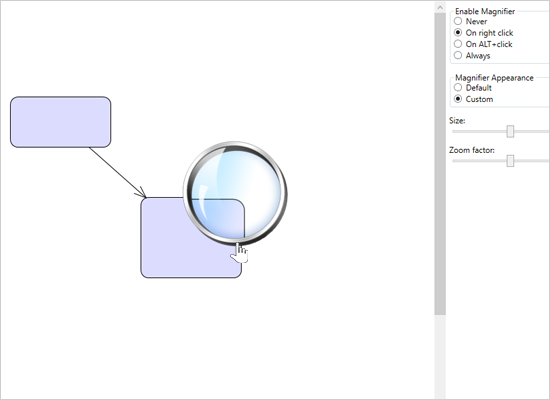 The Magnifier tool in WPF Diagram