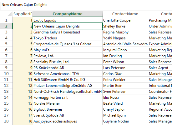 Binding to a Database in WPF Spreadsheet